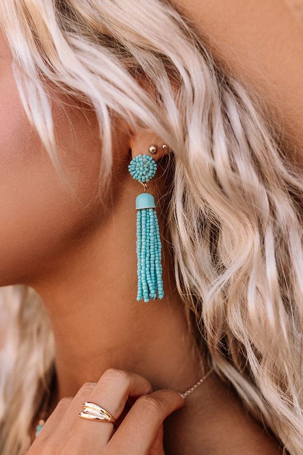 Susan Shaw Gold Filigree with Aqua Tassel Earrings – Pink Julep Boutique